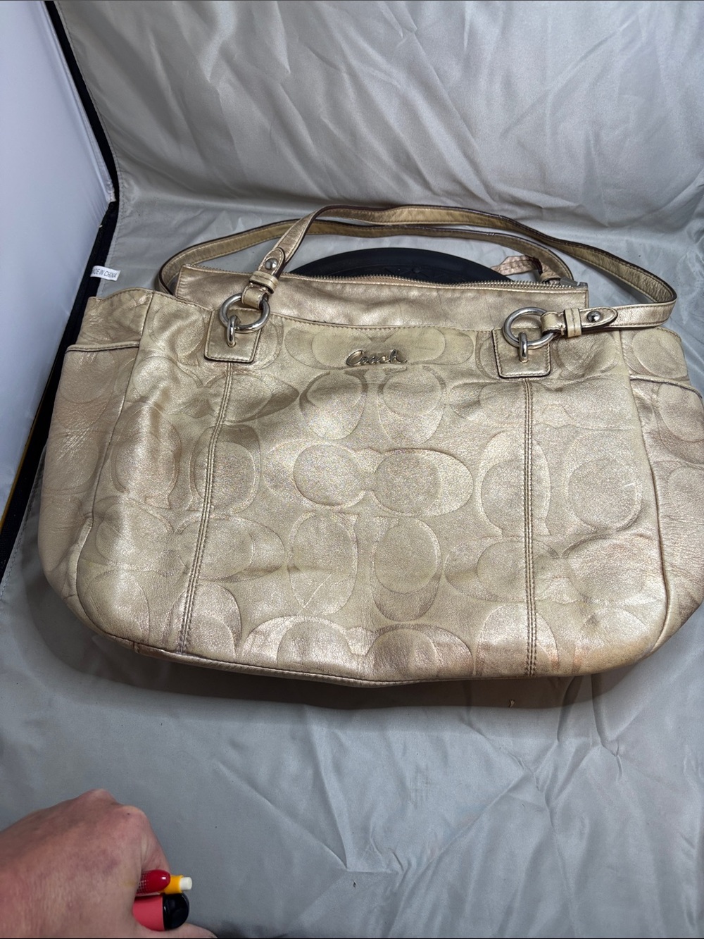 Coach Metallic Gold Signature Shoulder Tote